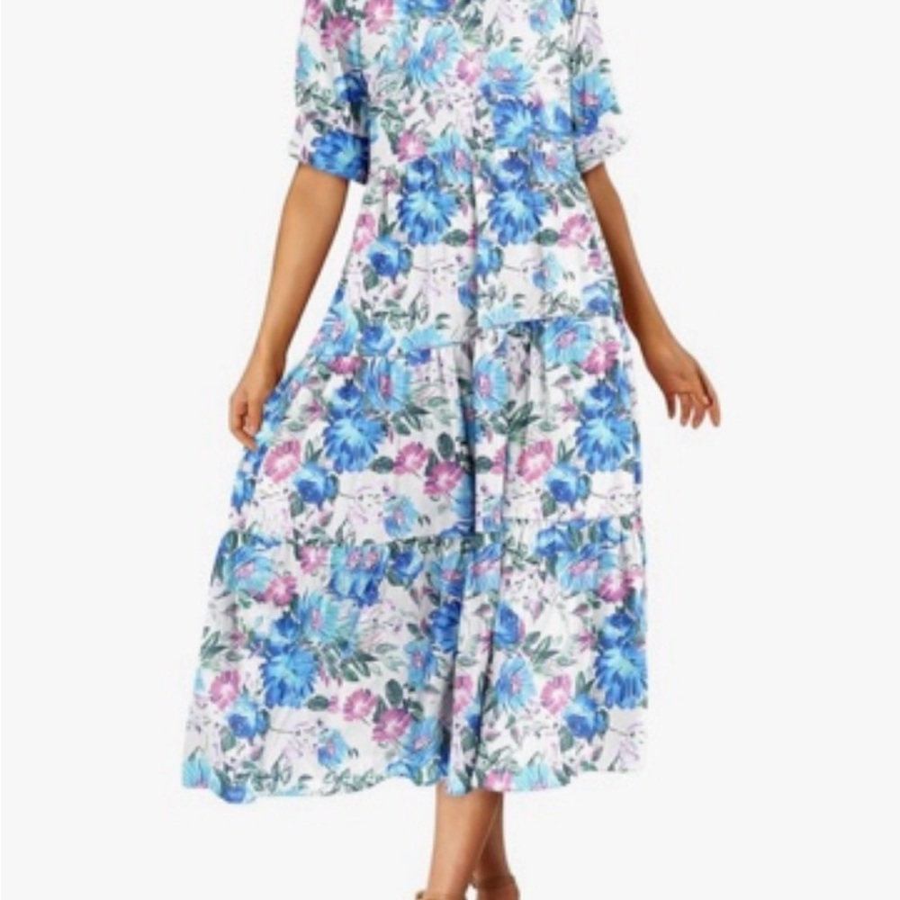 Floral Blue and Pink Women's Dress